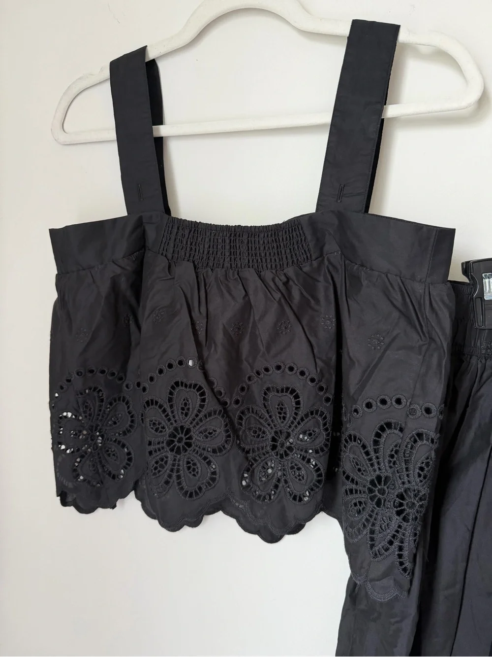 Caroline Constas Black Eyelet tank Top & Capri pant cotton two piece set - Picture 8 of 9